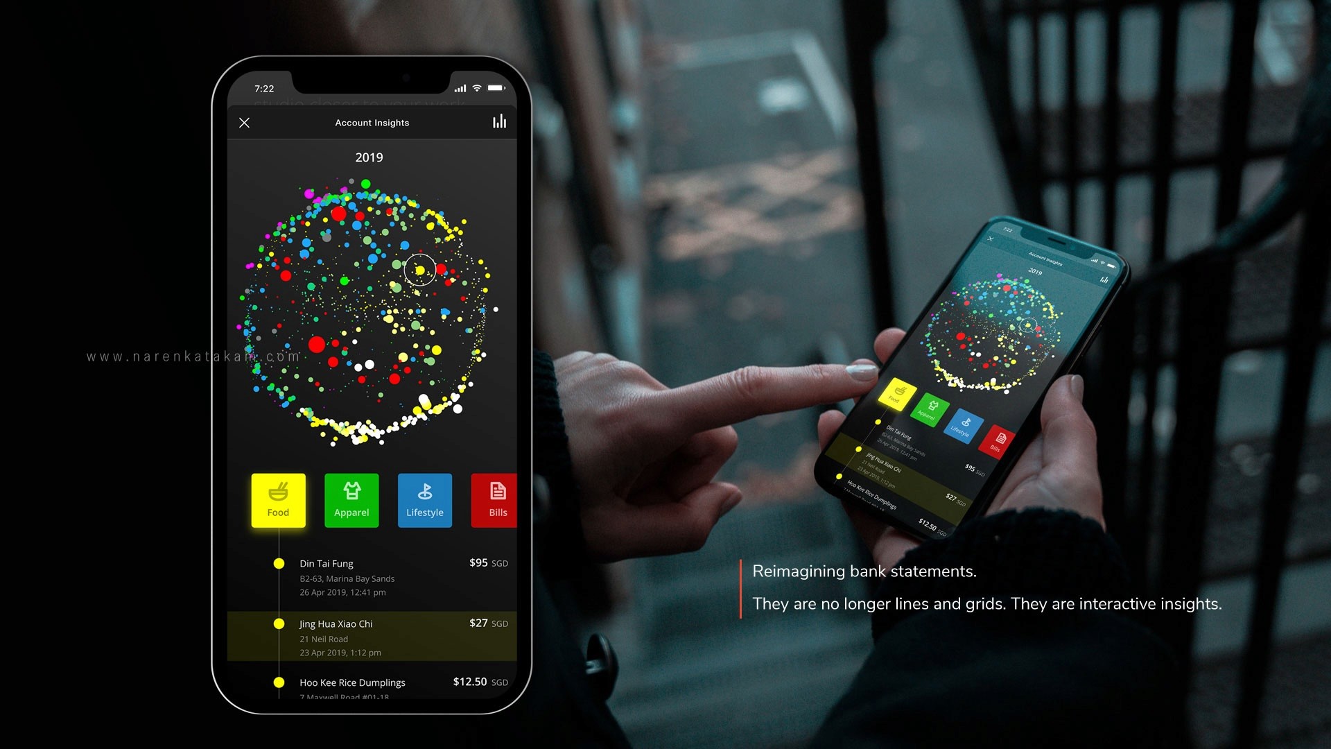Hand holding phone with the invisible banking app