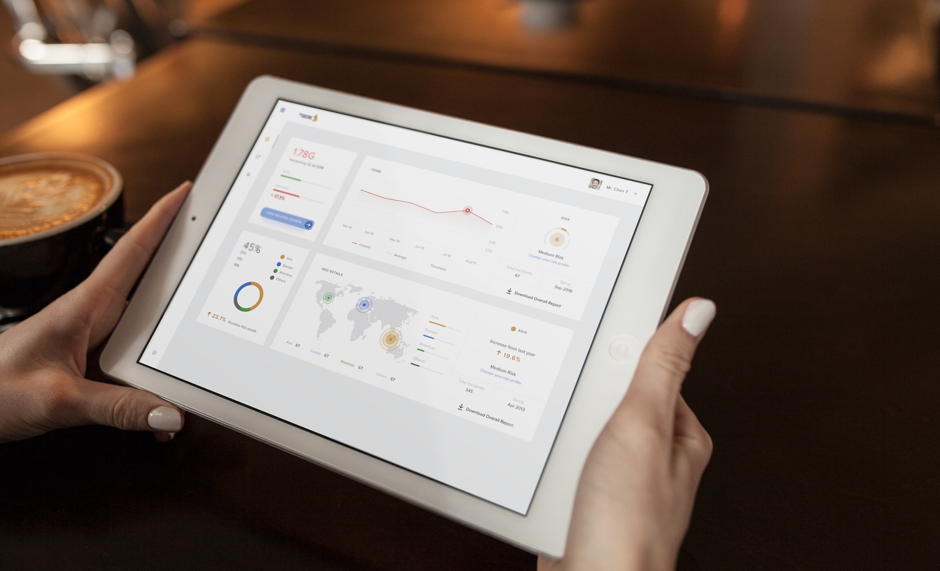 Tablet showing the data platform interface